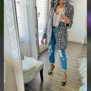 Career Casual Tweed Blazer Multicolored Small